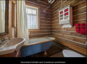 a bathroom with a tub and a sink and a toilet at Breathtaking Cabin Away From Reality in Clark