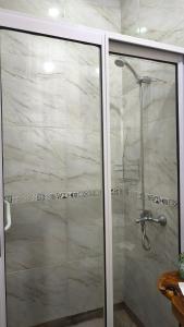a shower with a glass door in a bathroom at Flor de Lis in Puerto Iguazú +37 photos