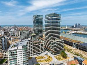 Nespecifikovaný výhled na destinaci Ostende nebo výhled na město při pohledu z apartmánu