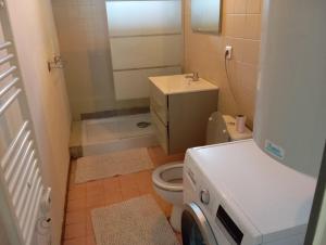 ein kleines Badezimmer mit Toilette und Waschbecken in der Unterkunft Maison 2 chambres in Sarlat-la-Canéda