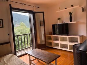 Televisyen dan/atau pusat hiburan di Apartamento con balcón y chimenea Falcó 5