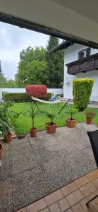 grupa roślin doniczkowych siedzących na patio w obiekcie Apartment 2 Feistriz in Rosental 9181 w mieście Feistritz im Rosental