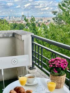 Balkón nebo terasa v ubytování Élégant apt avec vue Tour Eiffel & parking privé