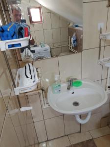 a bathroom with a sink and a mirror at Rest House Tara in Mojkovac +5 photos