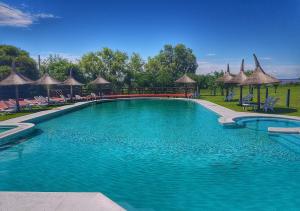 a large swimming pool with chairs and umbrellas at Terrazas de La Costa Apart Hotel in Federación
