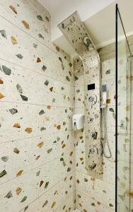 a bathroom with a rock climbing wall at Golden Era stylish studio i903 TenTon Zamalek in Cairo