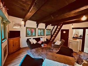 Posezení v ubytování Auszeit vom Alltag in urigem Ferienhaus in ruhiger, idyllischer Natur im Dümmer-Weserland