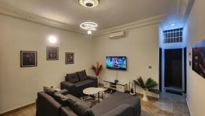 GodomèにあるDave Appartementのソファとテレビのあるリビングルーム
