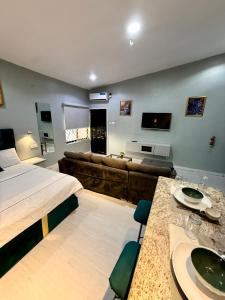 Balcony Open Plan Studio Units -Lekki 1, WI-FI, one with balcony, the other without TV 또는 엔터테인먼트 센터 사진 37개 이상