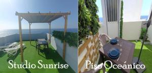 El EscobonalStudio avec terrasse et vue mer的一个带凉亭的海景庭院