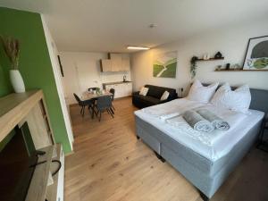 TV a/nebo společenská místnost v ubytování Ausblick in den Bayerischen Wald - Moderne Ferienwohnung