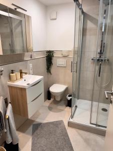 Bilik mandi di Main Moment Altstadt Apartment
