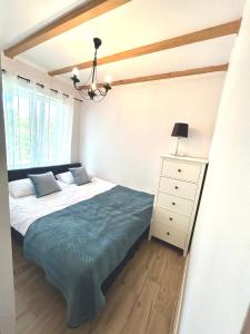 Ένα ή περισσότερα κρεβάτια σε δωμάτιο στο Leśne Apartamenty