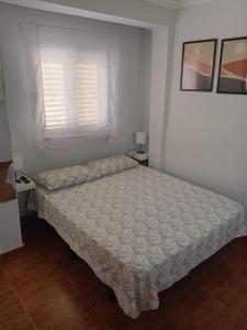 a bedroom with a bed in a room with a window at B&B and Apartments El Charco Azul in El Risco