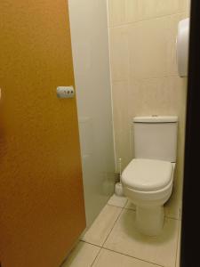 a bathroom with a white toilet in a stall at Cheap Quiet Double Room in Park Royal with off-site Gym Access to Showers in London