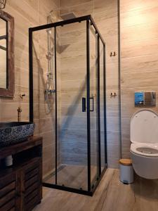 Koupelna v ubytování Apartamenty LOS NOBLES w spokojnej okolicy w pobliżu jeziora + 20 fotografií