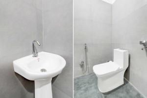 two pictures of a bathroom with a toilet and a sink at Collection O Collection O BN Reddy Formerly Capitol Stay inn in Maula Ali