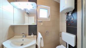 a bathroom with a sink and a toilet at Villa Bell'Aria Korcula in Vela Luka