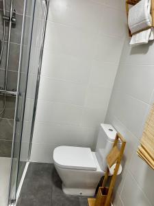a bathroom with a toilet and a shower at N&E - Home Celanova AVD San Rosendo in Celanova +8 photos