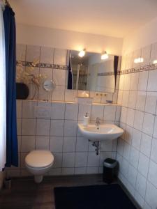 a bathroom with a toilet and a sink at Ferienwohnung Jesse in Braunlage +36 photos
