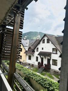a view from a window of a building at Apartmán Adélka in Harrachov