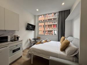 a bedroom with a bed and a window at Gabika Apartment 4 in Bilbao