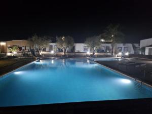 a large swimming pool at night with blue illumination at Nefama Pensao in Ourique +23 photos