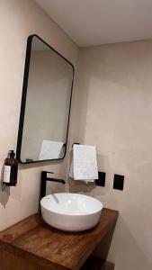 a bathroom with a white sink and a mirror at Hotel Boutique Alcalá Vallarta in Puerto Vallarta