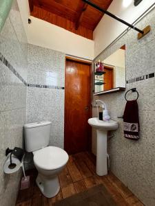 a bathroom with a toilet and a sink at Guazú Departamentos in Puerto Iguazú
