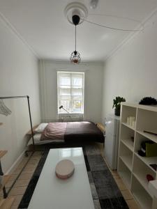 a small bedroom with a bed and a window at Nordhavn Cozy Room in shared apartment in Copenhagen +32 photos