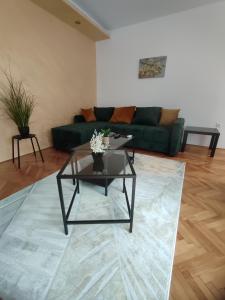 a living room with a couch and a coffee table at Apartman Stay 23 with Free parking in Smederevo