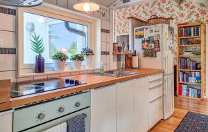 a kitchen with a sink and a window at Amazing Home In Höviksnäs With Wifi in Höviksnäs +20 photos