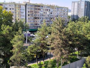 an overhead view of a city with trees and buildings at Brazeri 2-6-9 in Toshkent-Passajir Bekati