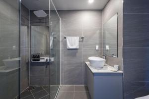 Koupelna v ubytování Hotel Wooin