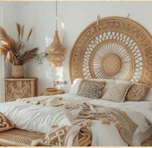 a bed with a large wooden headboard in a bedroom at Grand Nile Cruise from Luxor in Luxor +7 photos