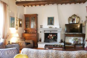 a living room with a fireplace and a tv at Il Mulino in Arezzo