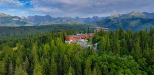 穆扎希赫尔Zespół Tatry - Hotel Tatry i Budynek Turystyczny的森林中一栋建筑的鸟瞰图