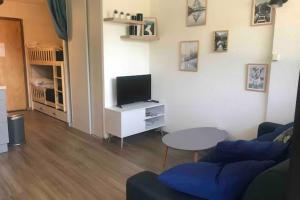 TV a/nebo společenská místnost v ubytování Studio with balcony near the slopes Chantemerle