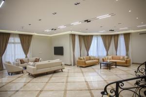 a large living room with couches and a tv at Munir`s residence 3 in Cairo