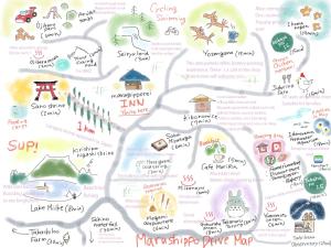 a map of thekkady with sights and descriptions at まるしっぽ邸-Marushippotei-連泊20パーセントOFF!Onsen,BBQ,hammock,national park,home theater in Murautsuri