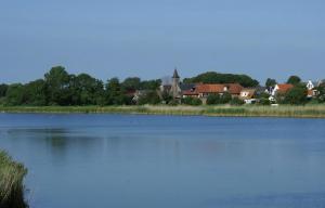 a large body of water with a town in the background at A-8A Roggesloot in De Cocksdorp +6 photos