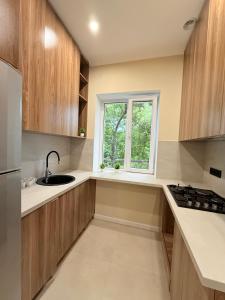 a kitchen with a sink and a window at DendroBak GuestHouse in Stepʼanavan +63 photos