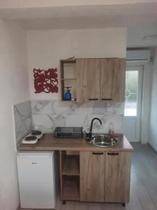 a kitchen with a sink and a counter top at Hris-An in Star Dojran