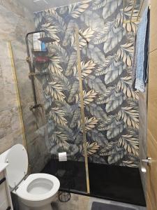 a bathroom with a shower stall with a toilet at Flor De Sal Villa in San Pedro del Pinatar