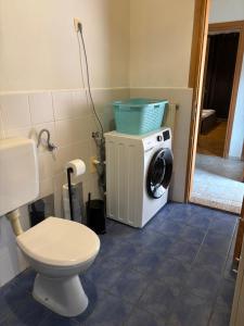 a bathroom with a toilet and a washing machine at Apartments Kristic in Lovran +12 photos