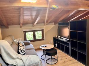 a living room with a couch and a tv at ChicFlat Bermeo 1 Apartamento en el Casco Viejo in Bermeo