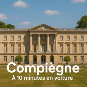 a large building with the text compare a minutes anure at Charmante Maison Wifi télé 65 pouces netflix in Choisy-au-Bac