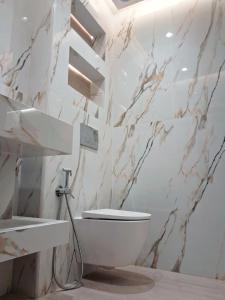 丹吉尔Luxury Sea and Marina View Apartment的浴室里有白色马桶和洗手池 更多13张照片