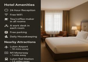 a poster of a hotel room with a bed at OYO The Luton Hotel in Luton