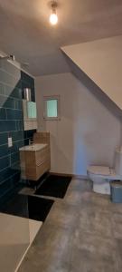 a bathroom with a sink and a toilet at Maison pleine nature Aiguebellette et Bourget in Loisieux +7 photos